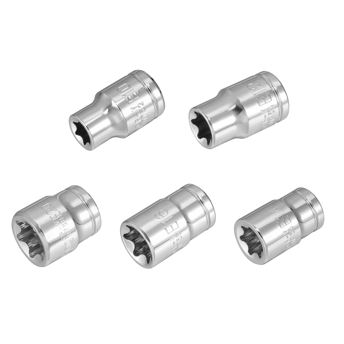 Uxcell 1-2 шт. 3/8 дюймовый накопитель E8/E10/E11/E12/E14/E16/E18/E20 внешний Torx с постепенным увеличением гнездо, хром-ванадиевая Сталь