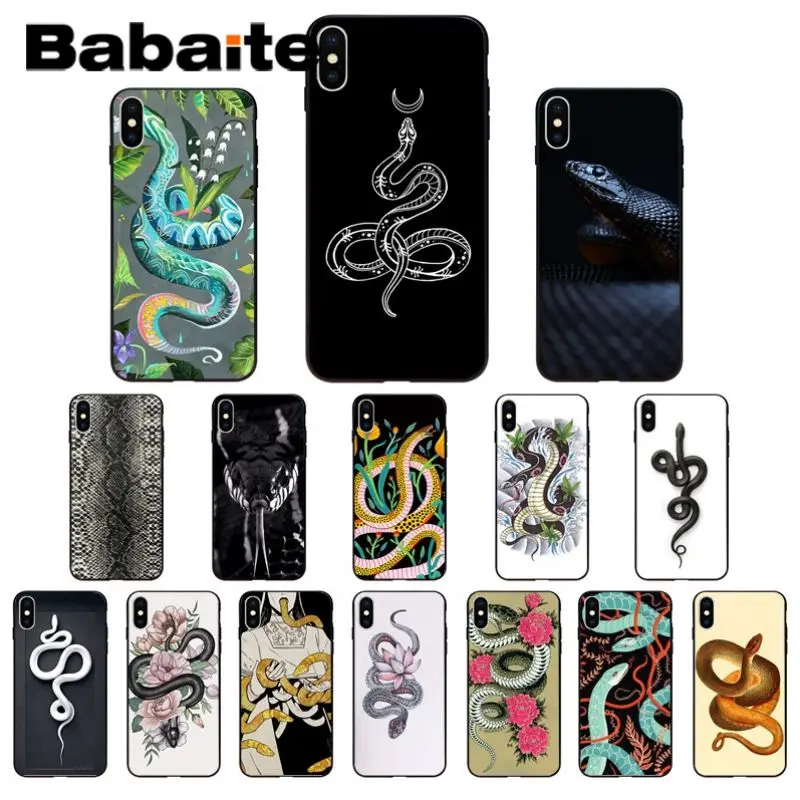 Чехол для iphone xs max Милая змея Черная мягкая крышка чехол телефона 8 7 6 6S Plus 5 5S SE XR X XS