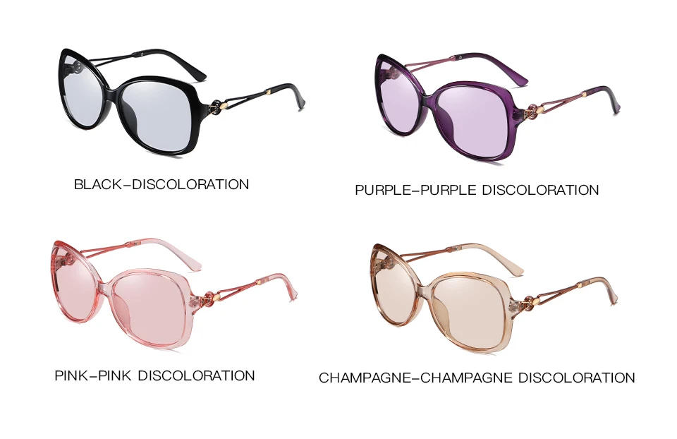 LIOUMO Occhiali da sole da donna polarizzati femminili Glae fotocromatici Shopping Eyewear Fahion Tea Frame UV400 zonnebril_voghion.com