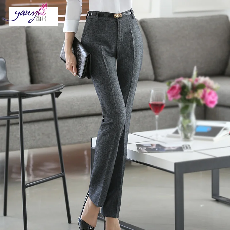 2020 весна осень западные брюки с поясом элегантные женские формальные деловые для