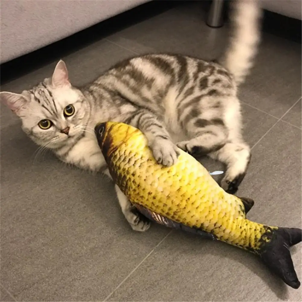 30CM Realistic Plush Electric Moving Fish Toy For Cat Interactive Cat Chew Bite Toys For Kitty Kitten Fish Flop Cat Wagging Toys