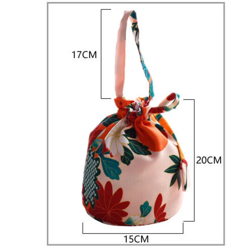 

Japanese Kimono Handbag WomenTraditional Retro Printed Beam Tote Bag Kawaii Bucket HandbagHarajuku Haori Yukata Print Wallet