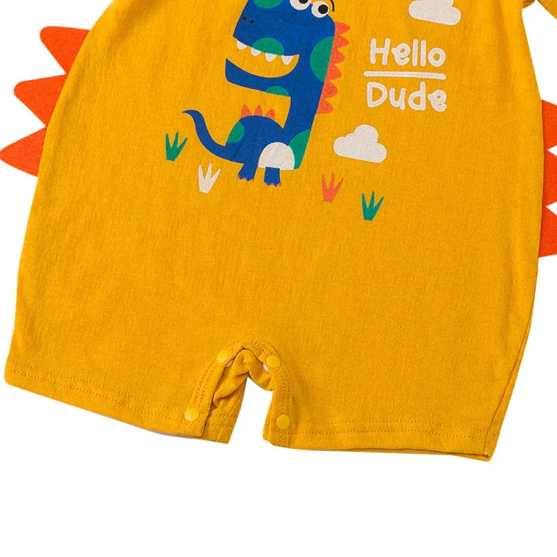Комбинезоны для маленьких мальчиков и девочек с принтом животных; короткий рукав; Детский комбинезон для девочек и мальчиков; летняя одежда для новорожденных