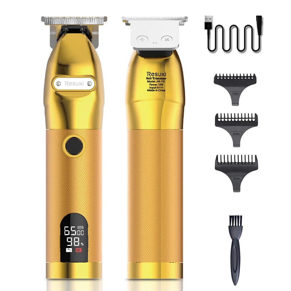 

Professional Hair Clipper Beard Barber Hair Trimmer Rechargeable Metal Gold Hair Cutting Machine LED Display Hair Clippers Men