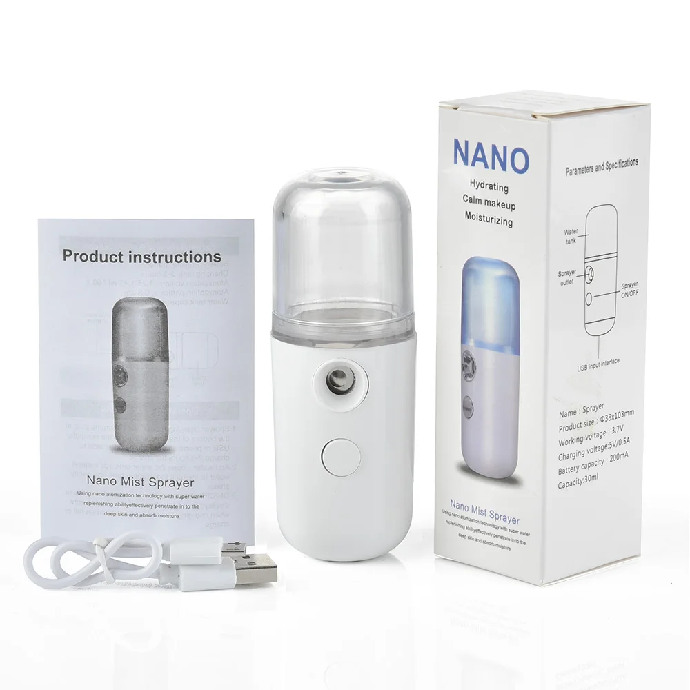 

30ML Mini Nano Facial Sprayer Face Steamer Mist Sprayer Humidifier Hydrating Anti-Aging Wrinkle Skin Care Tools USB Nebulizer