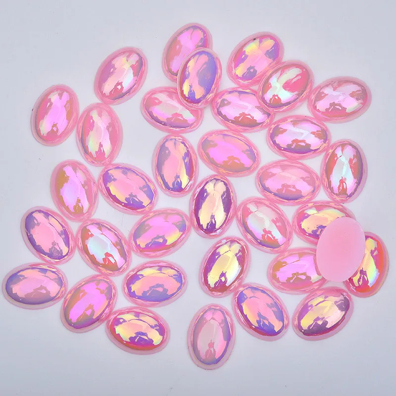 Pink AB JUANO 8*10 мм 10*14 мм 13*18 мм зеленый AB Овальный Стразы с плоской задней поверхностью акриловые хрустальные камни аппликация со стразами алмазное Украшение платье - Цвет: Pink AB