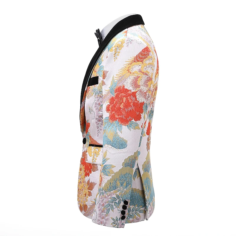 Мужской костюм 2 предмета шерстяная ткань жаккард смокинг блейзеры брюки набор