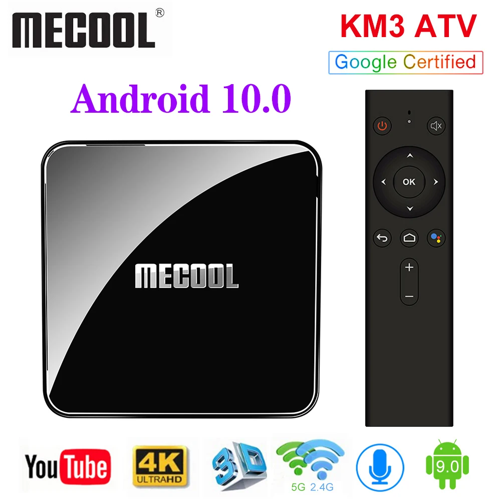ТВ приставка MECOOL KM3 A Android 10 4 + 64 ГБ Amlogic S905X2 9 0 дюйма KM9 Pro 32 ГБ|ТВ-приставки и