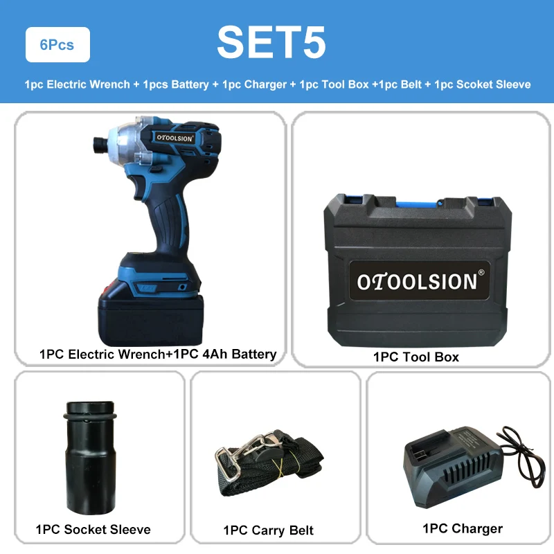 SET5(1 pc batteries) 21 в бесщеточный беспроводной ключ, электрический ключ, электрические инструменты, безщеточный ударный ключ, отвертка, дрель для грузовика, автомобиля/внедорожника, колеса - Цвет: SET5(1 pc batteries)