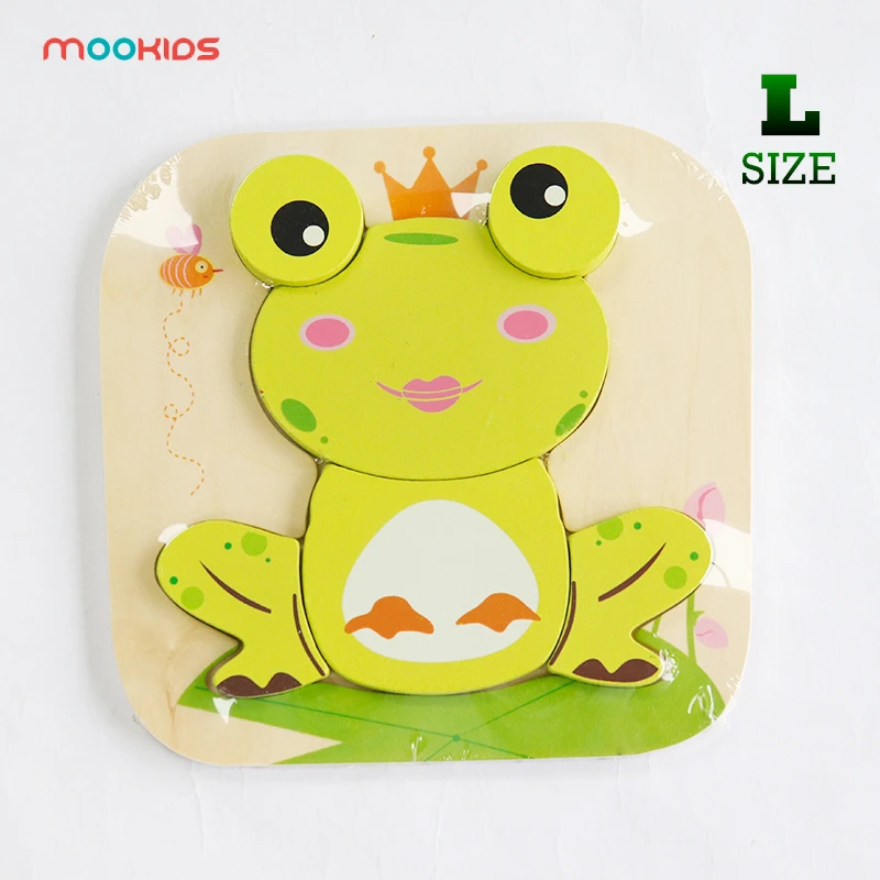 

3D Wooden Puzzle Jigsaw Toys For Children Wood 3D Cartoon Frog Puzzles Intelligence Kids Early Educational Toys for Kids