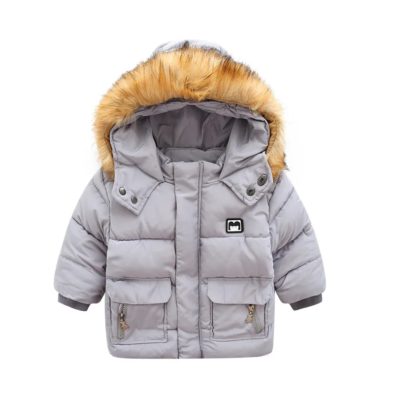 New winter big pocket hooded cotton jacket detachable down cap, children's winter thickened children's cotton clothing