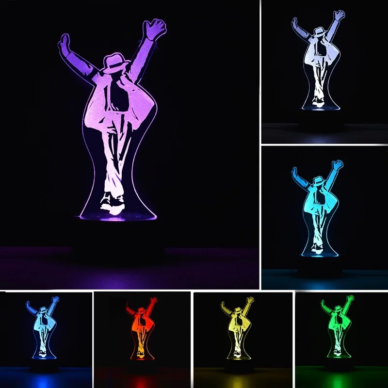Singer Michael Jackson Figure Led 3d Lamp Table Night Lightd for Child Baby Gift Home Decorative Lamp Bedroom Lamp Xmas Toys