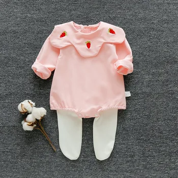

Autumn Baby Clothes Set Infant Girls Boys clothing Long Sleeve Strawberry Print Romper+Pants 2pcs*