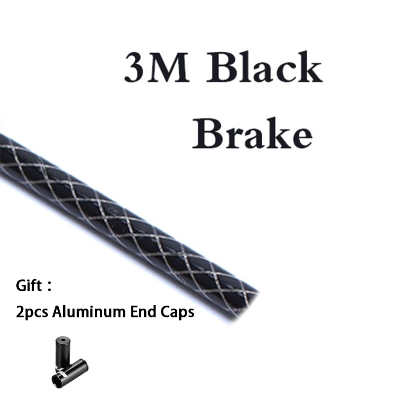 3 Meter 5mm Bicycle Brake Cable Housing Weaving with Aluminum End Caps Mountain MTB Bike Derailleur Line Pipe Tube Shifting Wire - Цвет: Brake-Black