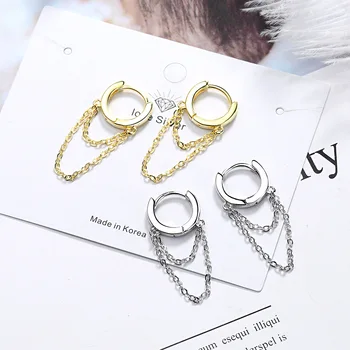 

925 Sterling Silver Tassel Round Earring boucle d'oreille Long Drop Earring for Women Fashion Jewelry eh810