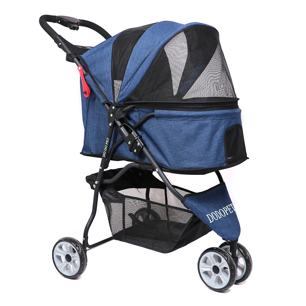 DODOPET Pet Dog Stroller Pet Dog Foldable Carrier Strolling Cart 3 Wheel Pet Stroller - Цвет: Синий