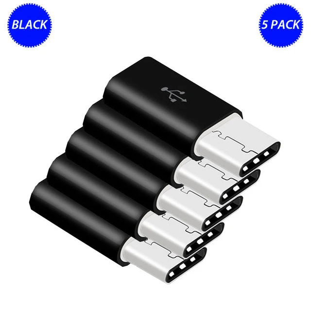 5 шт. usb-адаптер mi cro USB Женский к type C Мужской адаптер для Letv Xiaomi mi 5X Oneplus samsung 8X S9 S10 Note 10 plus - Цвет: Black