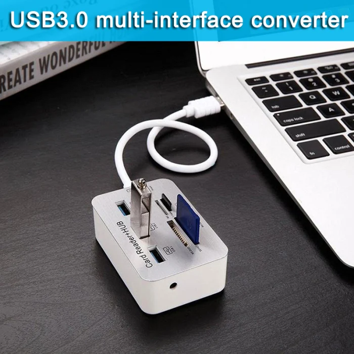 3 порта USB Multi-In-1 концентратор MS SD M2 TF считыватель карт памяти Алюминиевый адаптер SP99