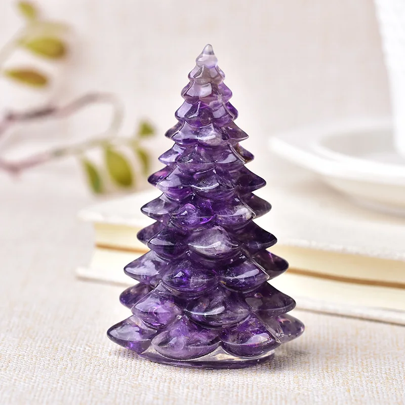ResinNaturalGemstoneLuckTreeHandmadeOrnamentsChristmasTrees
