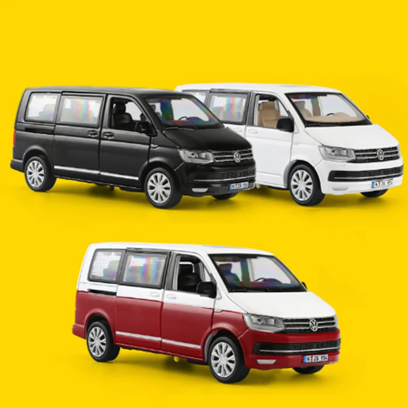 1/32 Volkswagen T6 фургон бизнес-автомобиль модель сплава моделирование литье звук и светильник Вытяните назад модель игрушки Детский подарок