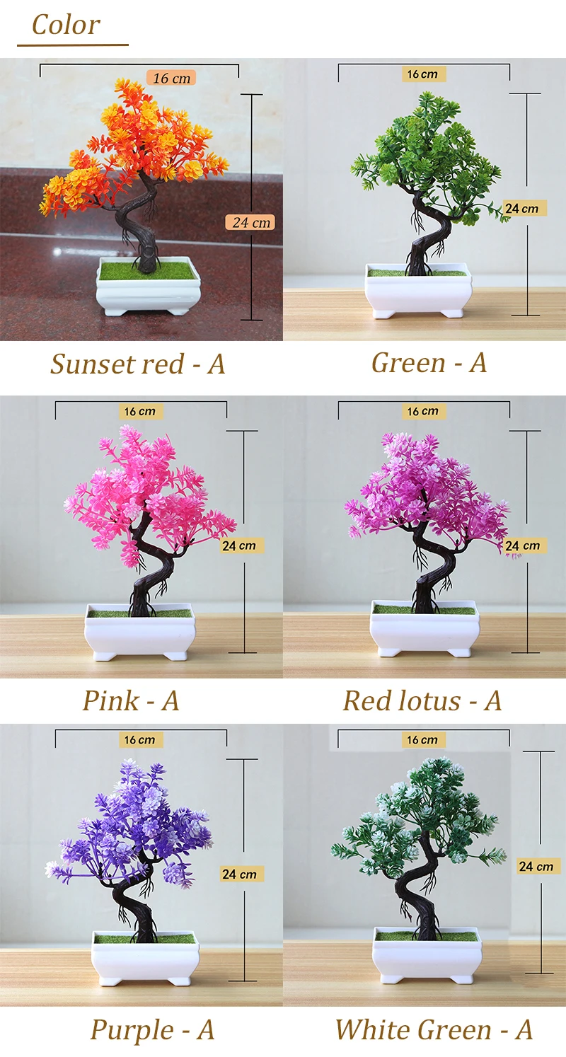 Flone Multi-style Artificial Plant Rose Bonsai Balcony Wedding Living Room Spring Decoration Fake Plants Plastic Bonsai (62-2)