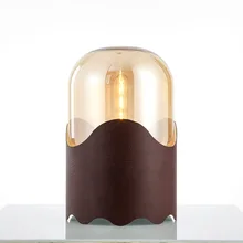 Настольная лампа из кожи и стекла в скандинавском стиле, новейший дизайн из кожи и стекла, белое или коричневое хорошее освещение для молодых людей