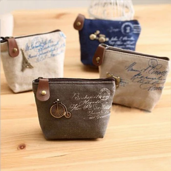 

Canvas fashion retro nostalgic coin purse cute large capacity key case