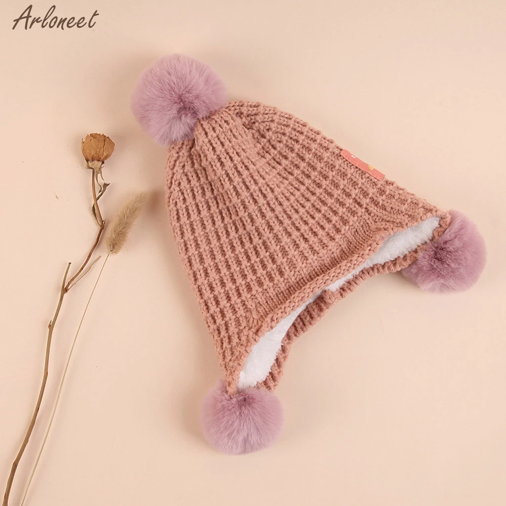 Pink Детская шапка для маленьких детей; зимняя вязаная шапка; милая детская шапка с рисунком; детская зимняя шапка; Лидер продаж года; Новинка - Цвет: Pink