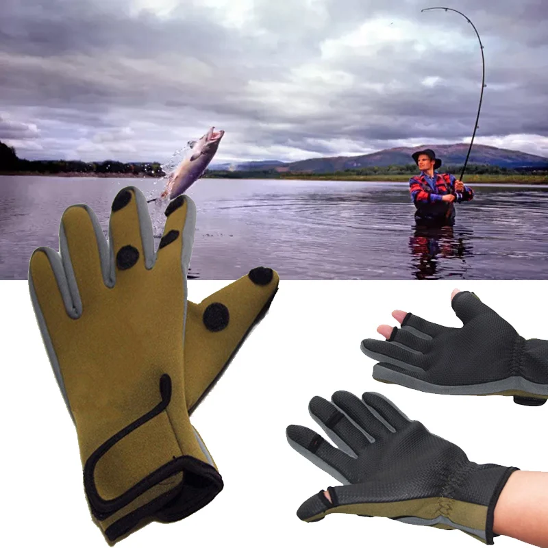 

Outdoor Gloves Keep-Warm Gloves Fishing Gloves Thicken Durable Diving Material Yellow and Green Camouflage Camping Traveling