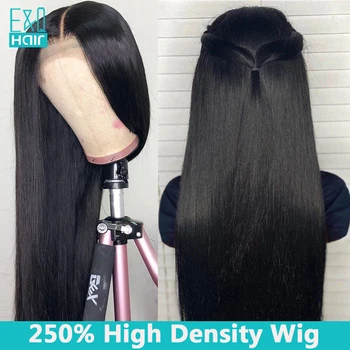 

Straight Human Hair Wigs Natural Color Brazilian Remy Hair Bleached Knots 250 Density Lace Front Human Hair Wigs For Women