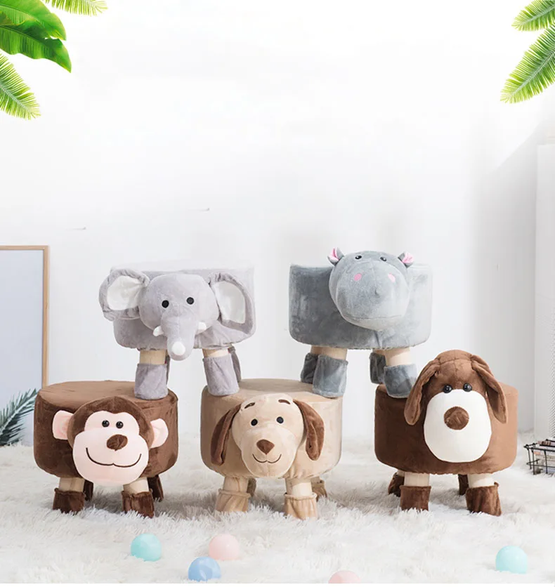 растущий стул Cartoon Change Shoes Children Wooden Stool Creative Sofa Family Lazy Cute Animal Baby Kids Little Dining Chair