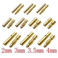 2mm 3mm 3.5mm 4mm Bullet Banana Plug Gold-Plated Banana Male Female Connector Battery Plugs Kits for RC Battery Parts DIY 1
