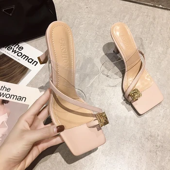 

2020 Summer Women Slippers Fashion High Heels Ladies Casual Shoes Open Toe Sandals Outside Dress Sexy Flip Flops Woman 8cm