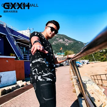 

Big size Male T Shirt Short Sleeve Loose super Fat Man Leisure Printing Fat Fat Man Men's Wear Plus Fat Plus Most Of Them Sleeve