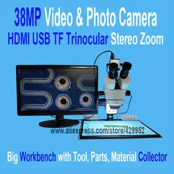 16MP тринокуляр стерео-90X пайка 3,5 микроскоп стенд объектив HDMI USB цифровая электронная камера для ремонта мобильного телефона инструменты