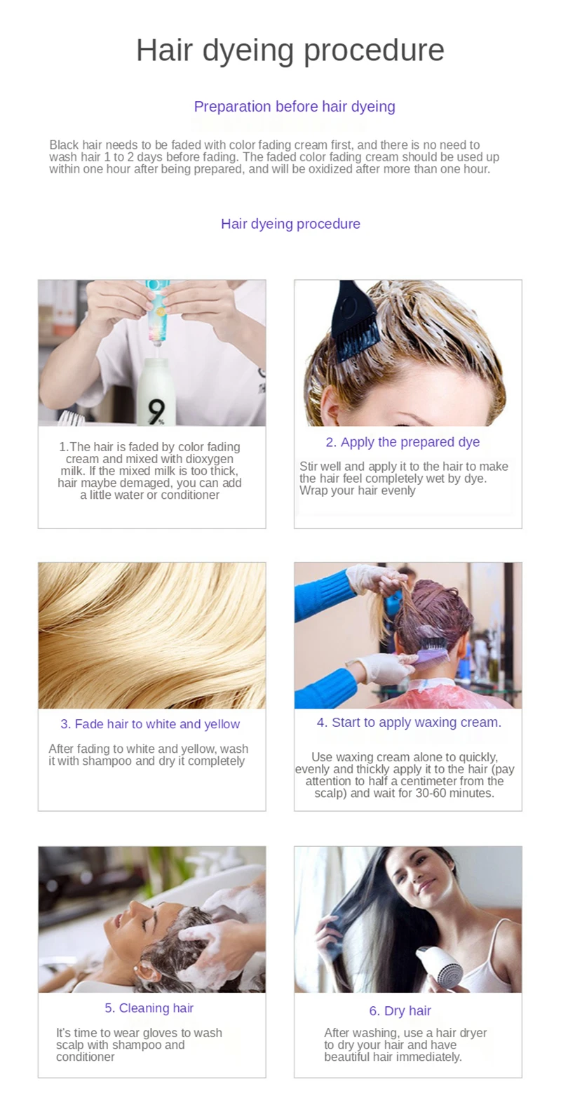 500ml Hair Dye Cream Fashion Blue Hair Waxing Mud DIY Temporary Styling Hair Color Cream No Damage Easy Wash Purple Hair Dye Wax