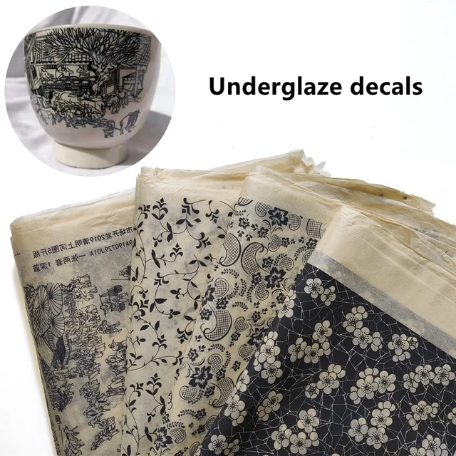 4 Sheets underglaze for Ceramics Hand Decor Ceramic Decor underglaze Clay  transfers for Pottery Decorative underglaze Porcelain Decal underglaze