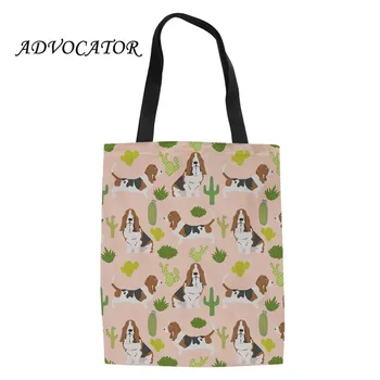 

Ladies Shopping Bag Basset Hound Dog 3D Design Casual Tote Bag Grils Large Capacity Travel Storage Handtassen Dames