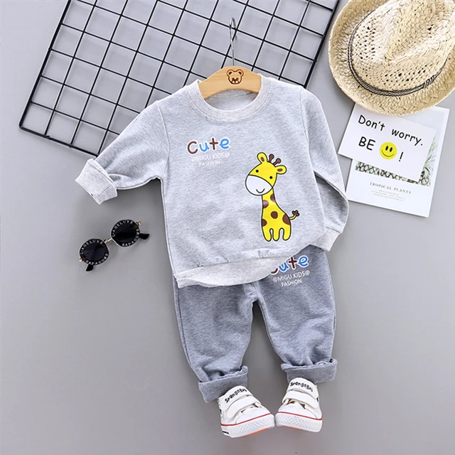 Fashion Children Clothing Spring Autumn Baby Girl Clothes Set Boys Cotton Jacket Pants 2 Pieces Toddler Costume Kids Tracksuits JG cjlu F Gray