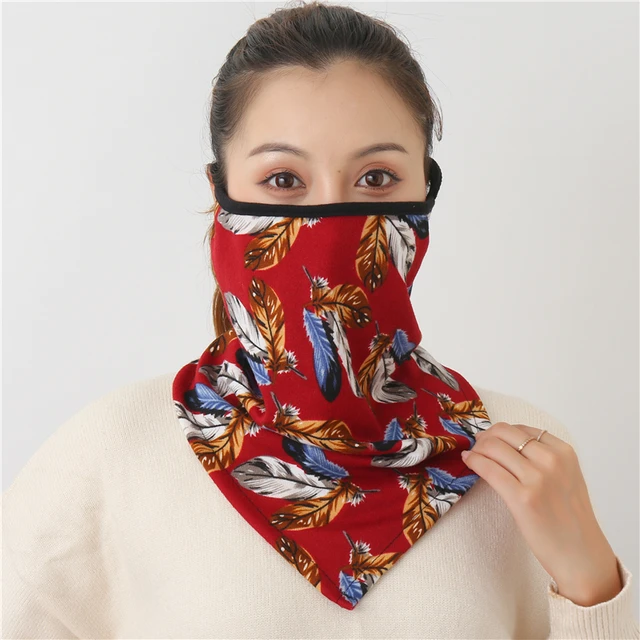 2021 Winter Face Mask Scarf Women Ring Neck Scarves Foulard Cotton Feeling Warm Fashion Print Men Outdoor Sport Unisex Bandana MST-15