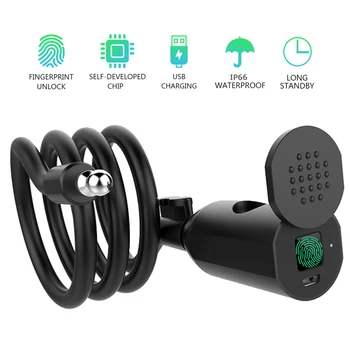 

Intelligent Fingerprint Door Lock Anti-Theft Bike Lock for Bicycle/Motorcycle IP66 Waterproof Keyless USB Rechargeable Security