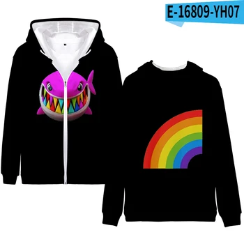

Men Women Zipper Hooded Sweatshirt Rainbow Logo Little Shark 6IX9INE GOOBA New Zip-up High Street 3D Popular Fashion Oversized
