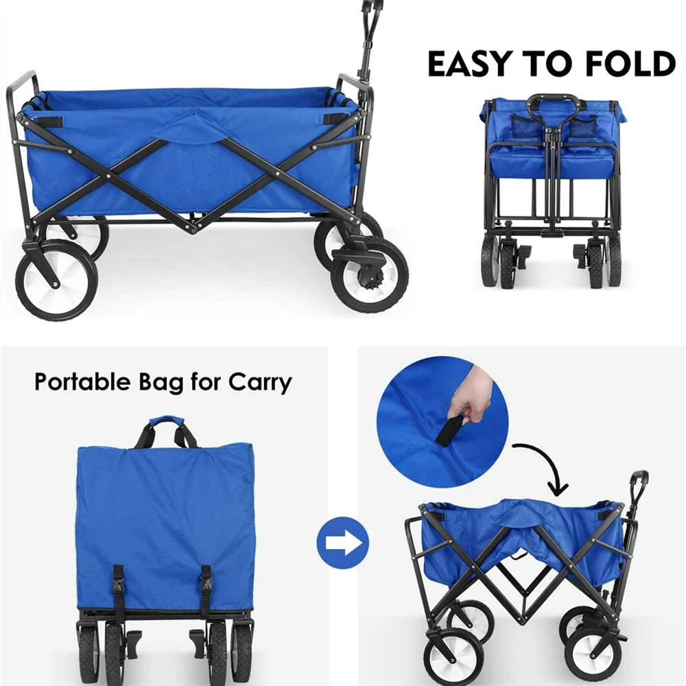 

B-LIFE Folding Push Pull Wagon Cart Utility Camping Grocery Shopping Garden Portable Rolling Lightweight Cart Wagons With Wheels