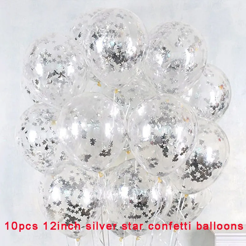 10 шт., Звездный конфетти, воздушные шары,, рождественские вечерние украшения, украшения для дома, счастливый год,, Декор, дерево - Цвет: silver star confetti
