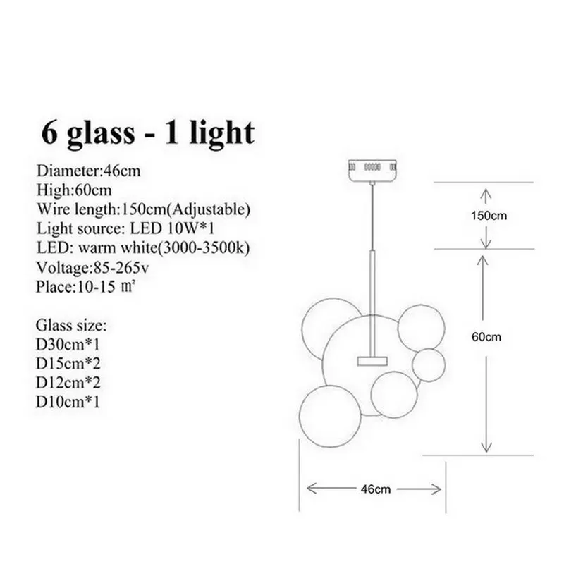 Современный Стеклянный подвесной блестящий дизайн светодиодный креативный Люстра для гостиной спальни Лофт кухни столовой современный декор - Цвет абажура: 6 glass - 1 light