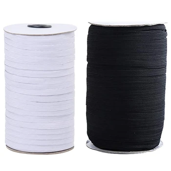 

NEW-2x 1/4 Inch Elastic Cord Stretch String Braided Elastic Band/Elastic Rope 200 Yard Sewing Elastic Spool Black & White