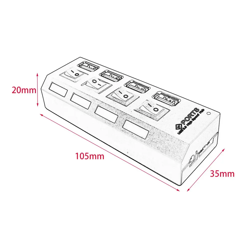 High Speed 4 Ports USB 3.0 HUB With On/Off Switch Power Adapter USB Hub For Desktop Laptop EU US plug