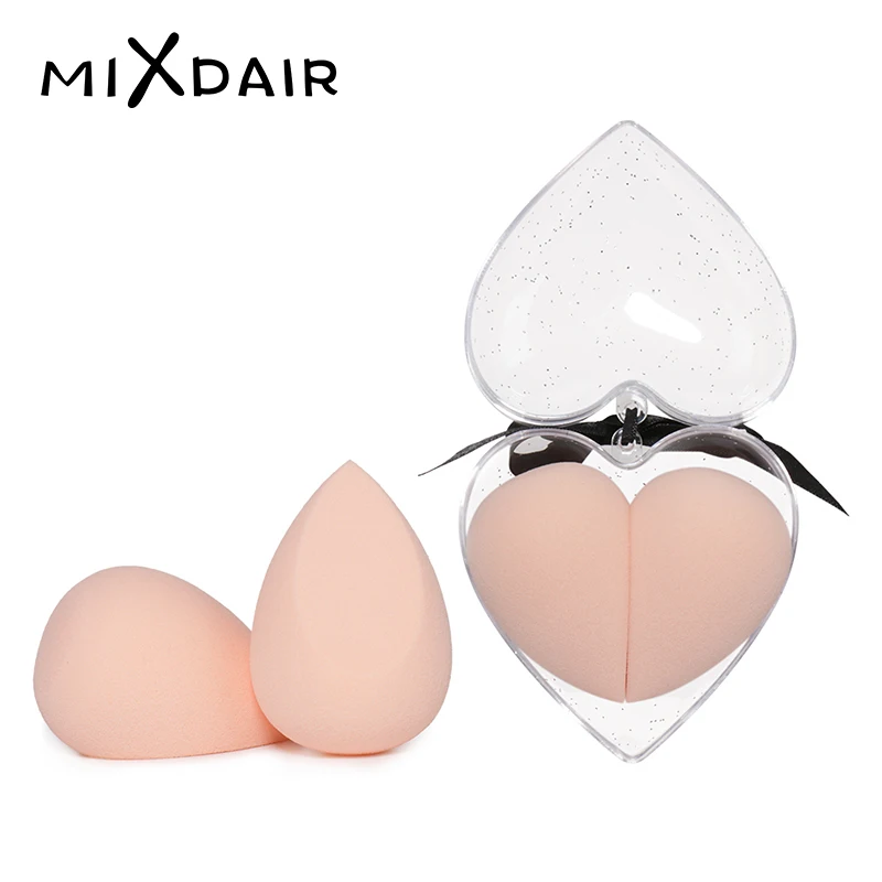 MIXDAIR 2 шт./компл. Косметическая пышная в форме сердца Губка для макияжа не-латексная поверхность пуха Губка Крем тональная пудра влажная сухая красота