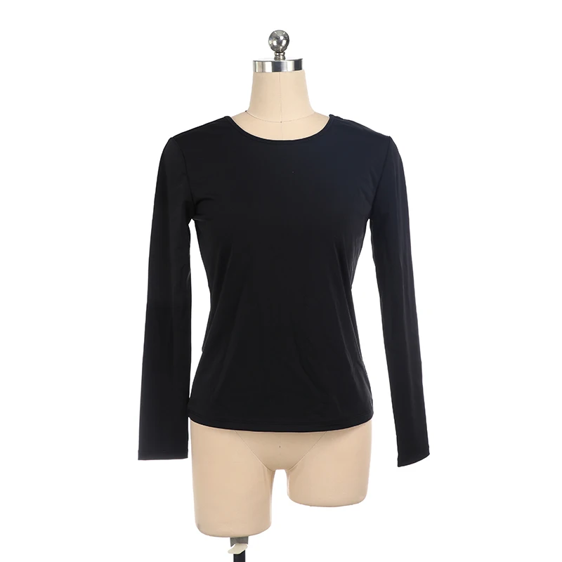 Figure Skating T shirt Tops for Girl Women Adult Training Competition Patinaje Ice Skating Gymnastics warm color belt