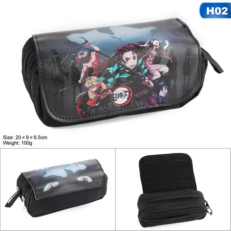 Аниме Demon Slayer: Kimetsu No Yaiba Косплей чехол карандаш Мультфильм косметичка Макияж сумка Холст двойные канцелярские принадлежности на молнии сумка подарок - Цвет: H02